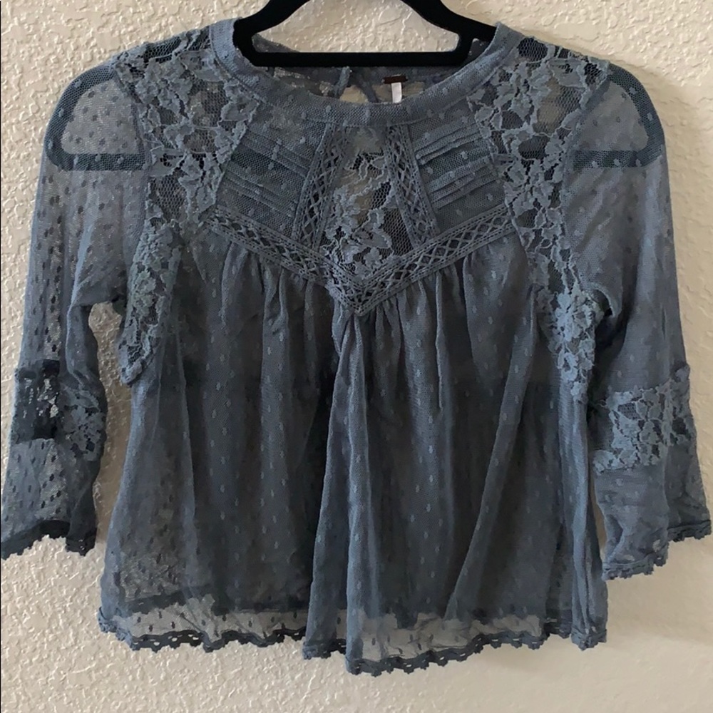 Free People Lace polka dot crop Top cottagecore